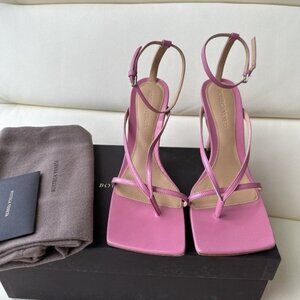 NEW Bottega Veneta Stretch Heels Shoes pink leather sandals 608835 5523 Sz 39